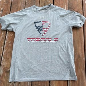 Under Armour Top Golf Patriotic Heat Gear Loose Fit Tee Shirt Size Large